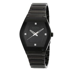 NWT Authentic Bulova Gemini Quartz Diamond Black Dial Men's Watch